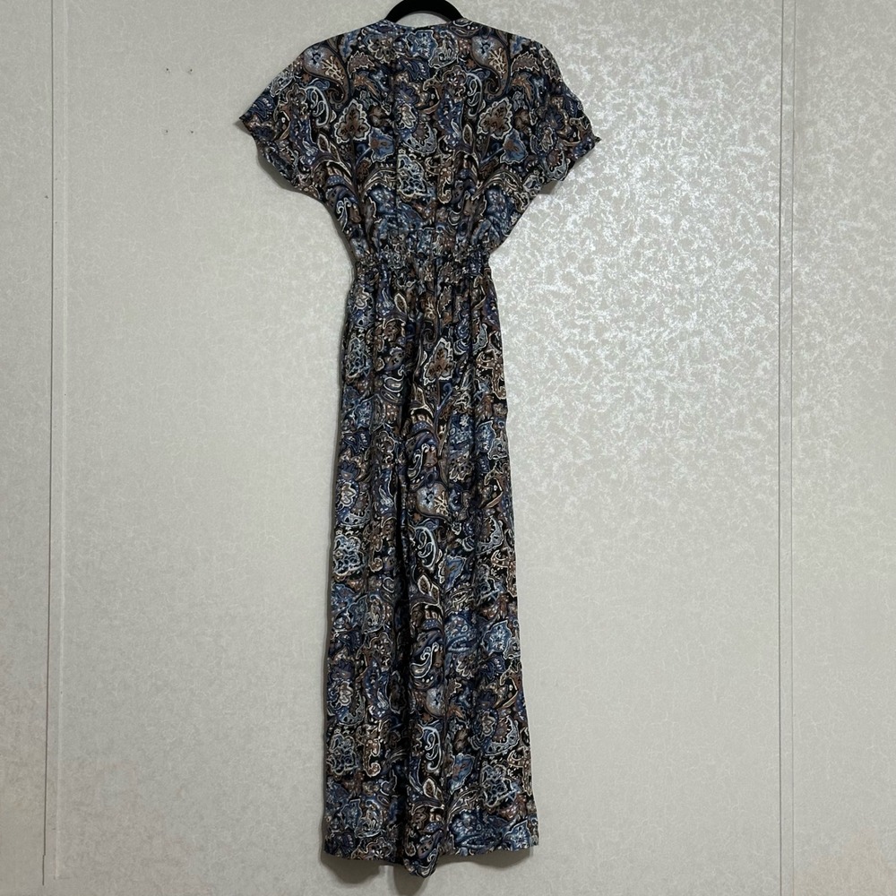 J McLaughlin Marea Silk-Blend Jumpsuit Paisley Print Dolman Sleeve Brown Blue XS - Picture 4 of 6